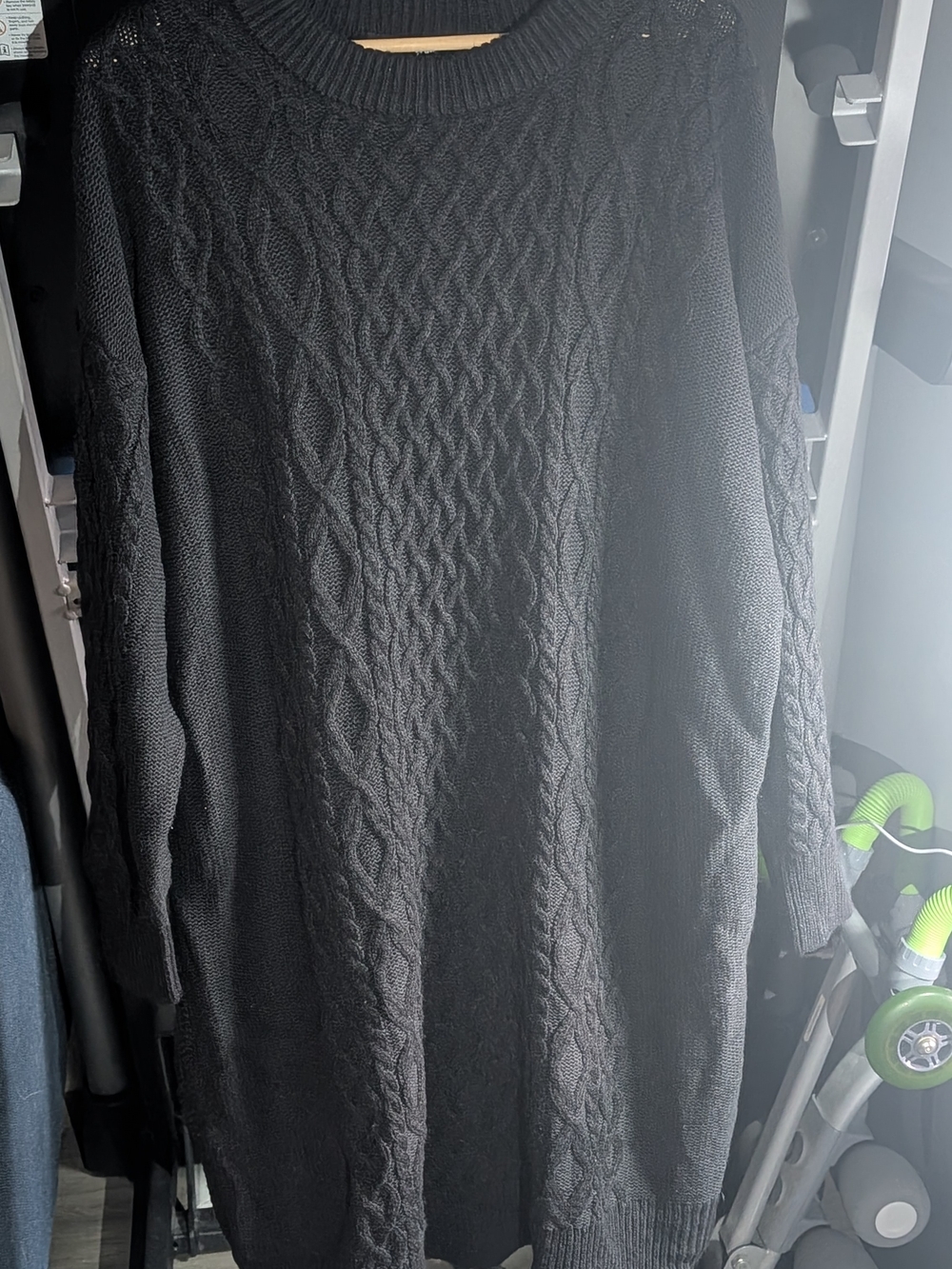 Black Cable Knit Sweater Dress